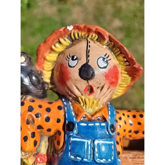 VTG  Ceramic Scarecrow Figure Duncan Enterprises 1980 Black Crow Pumpkins Fall - Picture 8 of 11